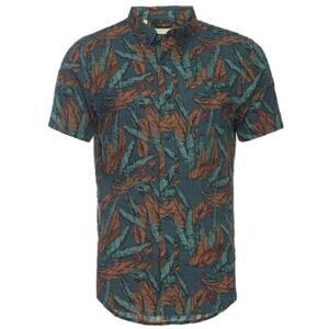 Nifty Genius Truman Button Collar Leaf Print
